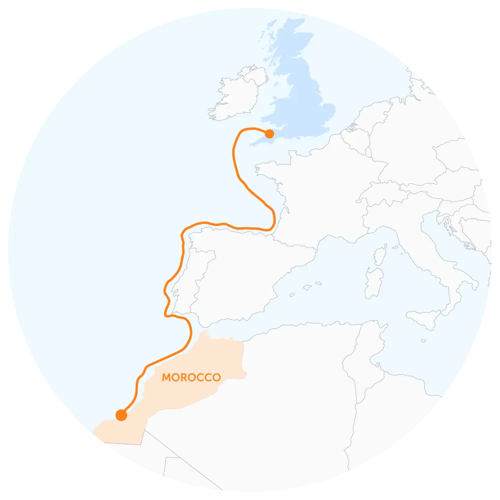 Figure 1: Xlink Project Cablelink Map between Morocco and the UK