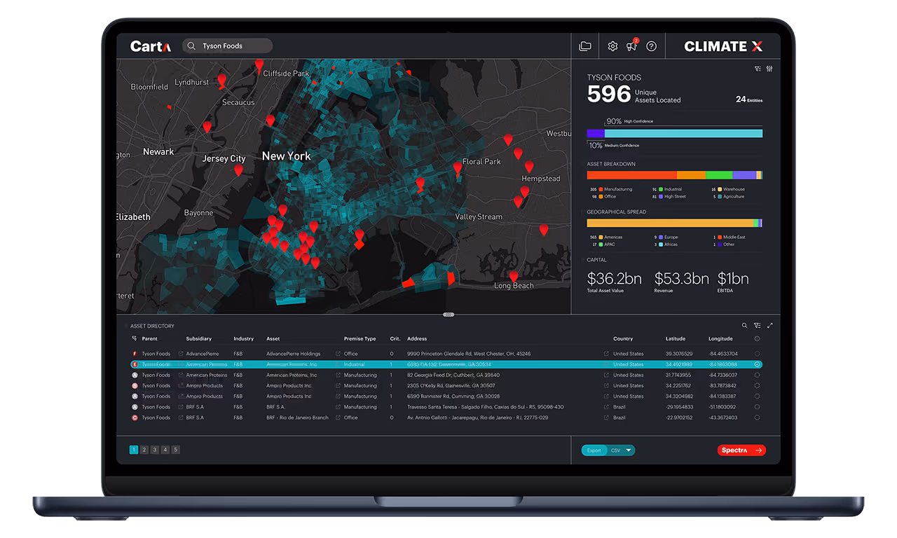 Carta asset mapping interface